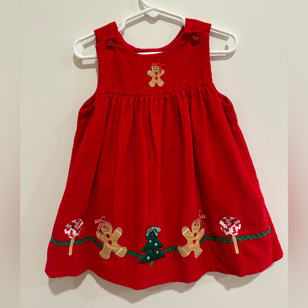 Christmas red corduroy romper dress.